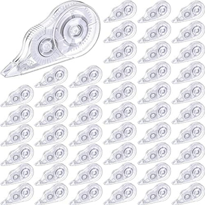 Nezyo 50 Count Clear Correction Tape, Back to School Supplies Transparent Correction Roller, Universal Correct Dispenser for School Office Teachers Students Corrector(White)