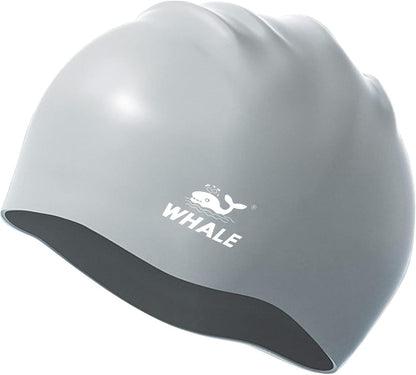 WHALE Extra Large Swim Cap for Women Men, Durable Silicone Swimming Hat with Ear Protection, Unisex Adults Bath Swimming Caps for Long Thick Curly Hair & Dreadlocks Braids Weaves Afro Hair