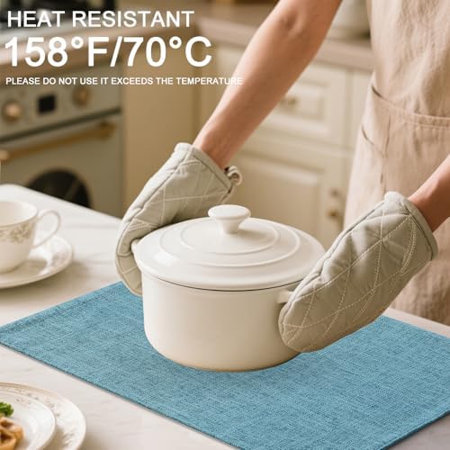 Homaxy Cloths Placemats for Dining Table Set of 4, 13" x 19", Aqua