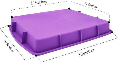 Lmaray 11 x 9.5 Inch Purple Silicone Baking Pan, Safe, Durable, Easy Cleanup, Microwave and Oven Safe