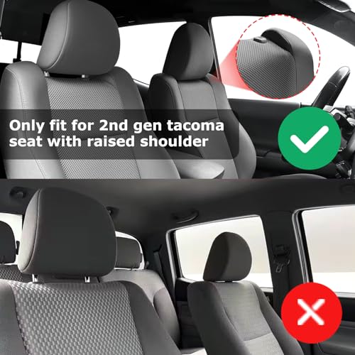 Leather Seat Covers Custom Fit for Tacoma Gen 2nd Double & Crew Cab (2005-2015) - Fully Covered - Fit Like a Glove - Center Console Armrest Covers Included - for Tacoma Accessories - color: ( Black-Red ) & Full Set, size: For Tacoma Gen 2nd (2005-2015) &