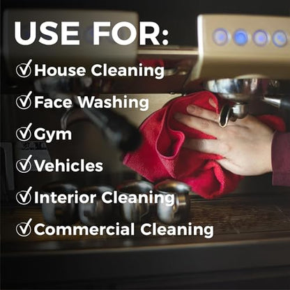 The Rag Company - All-Purpose Microfiber Terry Cleaning Towels - Commercial Grade, Highly Absorbent, Lint-Free, Streak-Free, Kitchens, Bathrooms, Offices, 300gsm, 14in x 14in, Red (12-Pack) - color: Red, size: 14in X 14in