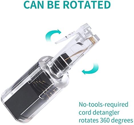 (Value Pack of 4 360° Phone Cord Detangler Landline Telephone Extended Rotating Black