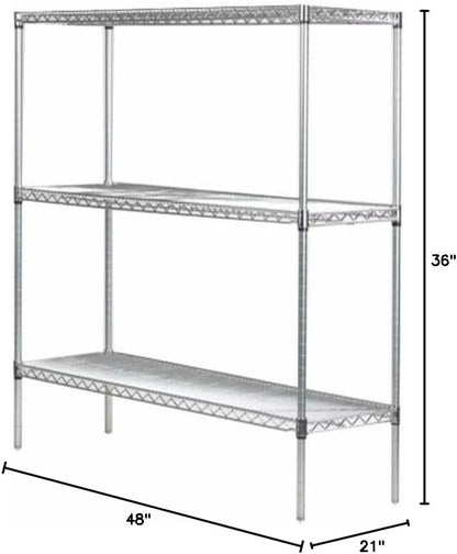 Omega 21" Deep x 48" Wide x 36" High 3 Tier Chrome Starter Shelving Unit
