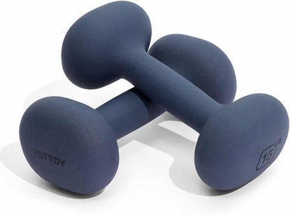 YOTTOY Weights Dumbbells Set for Women,2-15 Pound Dumbbells Set of 2, Non-Slip Hand Weights for Home Workouts, Portable Strength Training Neoprene dumbbells