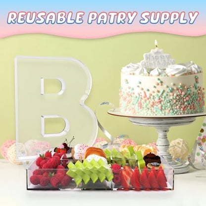 13.8" Extra Large Acrylic Letter Charcuterie Board Box, Reusable Fillable Letter Cake Candy Dish Display Serving Tray for Birthday Anniversary Party Decoration (B)