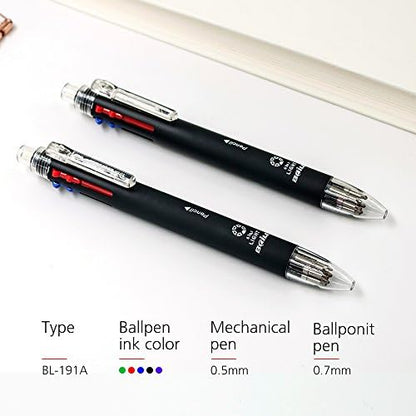 Baile Grip 5+1, 5 Color 0.7 mm Ballpoint Multi Pen & 0.5 mm Pencil With Eraser In Cap (BLACK)