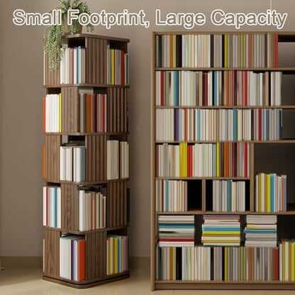 GAMAK Rotating Bookshelf 2-4 Tier Revolving Bookcase 360 Display Floor Standing Bookcase Storage Rack Wood Book Shelf Organizer for Bedroom Living Room Study Room (Color : White, Size : Two)