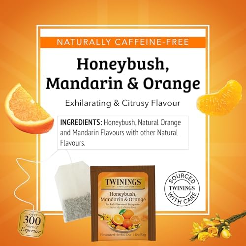 Twinings Honeybush, Mandarin & Orange Herbal Tea Bags, 20 CT Box (6 Pack)