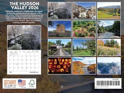Hudson Valley Calendar 2026 Wall 12 Month Monthly NY Scenic Souvenirs New Yorker Themed Gifts | American Made In The USA