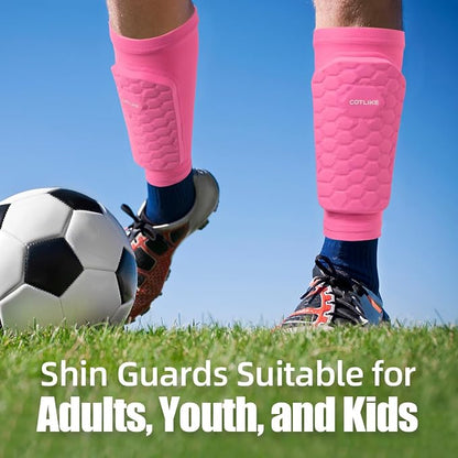 Soccer Shin Guards for Kids Youth Adults, Ski Shin Guards Sleeves for 2-18 Years Old Boys Girls Men, Calf Compression Sleeve with Honeycomb Pads, Espinilleras de Futbol para Hombres