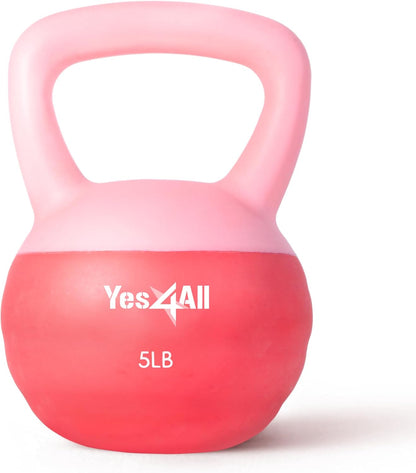 Yes4All Soft Kettlebell, PVC Kettlebells Exercise Weights & Color-Coded Strength Training Kettlebells with 4 Options (5,10,15,20lb), Gentle Hand Weights for Women at Home