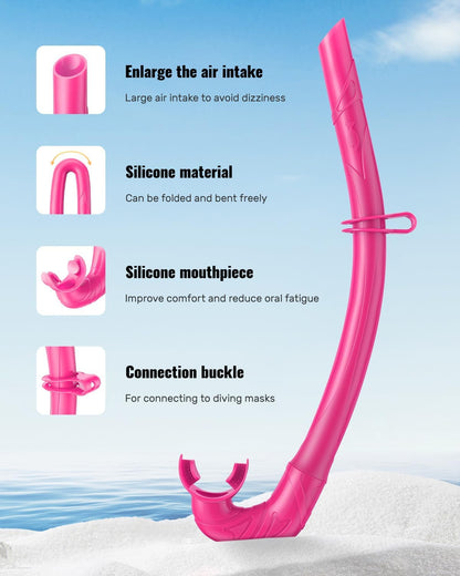 W WSTOO Adults Diving Snorkel Breathing Tube Silicone Flexible Foldable Snorkel Anti-Drop for Freediving Swim Training,Diving and Scuba Diving,Easy to Carry for Travel