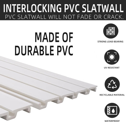 Slat Wall Paneling Garage Wall Organizer, White Slatwall Panels 2 Pack 4x8 ft Garage Slat Wall Storage Systems, Slat Board PVC Wall Panels Garage Storage Organization Product