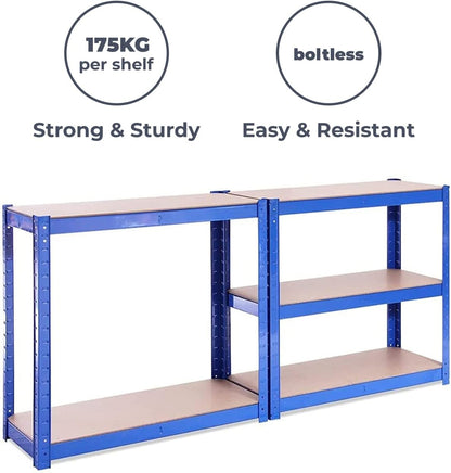 G-Rack | 5 Tier Garage Shelving Units | Metal Shelving Storage | Heavy-Duty Organization Racks | Adjustable Shelves | 2000LB Capacity | Ideal for Workshop, Shed, Office - 59D x 30W x 12H (Blue)