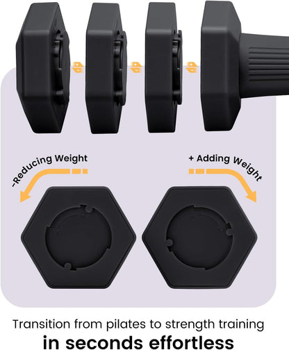 Adjustable Dumbbells Set, 4 in 1 Hand Weights Set for Women Men 10 LB/ 12 LB Dumbbell Pair Each 2lbs 3lbs 4lbs 5lbs Weights Dumbbells Set with TPU Soft Rubber Handle for Home Gym Exercise Fitness