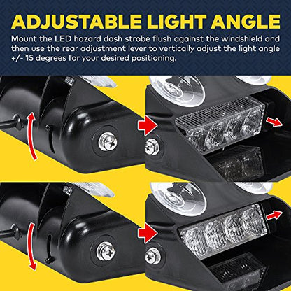LAMPHUS SolarBlast SBWL14 4W Green White LED Warning Strobe Dash Light [32 Flash Modes] [Adjustable Angle] [Suction Cups] Flashing Emergency Dash Windshield Light for Volunteer Firefighter - color: Green / White