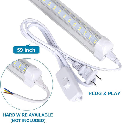 4FT LED Shop Light, 25 Pack, 60W 6000K 9500LM Clear White, Linkable Integrated V-Shape for Shop Garage, Warehouse