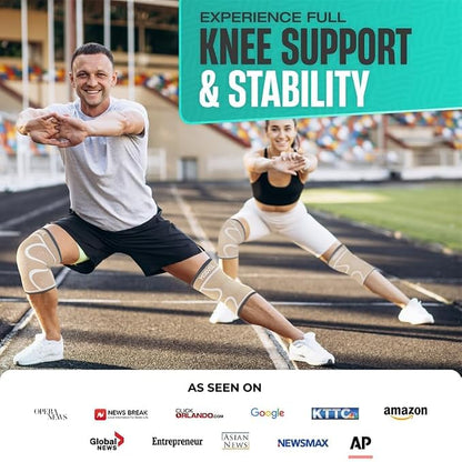 Modvel 2 Pack Knee Brace for Women & Men - Workout Knees Compression Sleeve for Knee Pain Relief Joint Support for ACL, Arthritis, Meniscus Tear Knees Brace for Sports, Rodilleras para Gym Fitness
