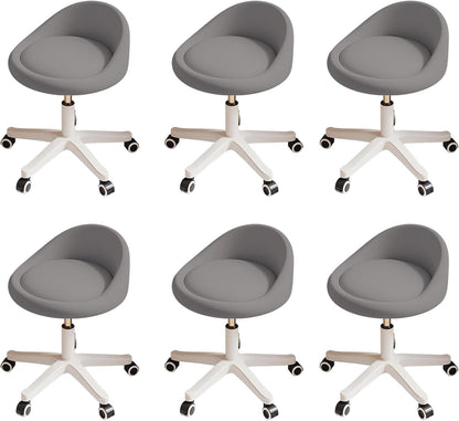 Rolling Stool Set of 6 Rolling Hydraulic Salon Stool with Low Backrest - Adjustable Swivel Chair for SPA, Shop, Salon, Massage, or Medical Office Dark Grey