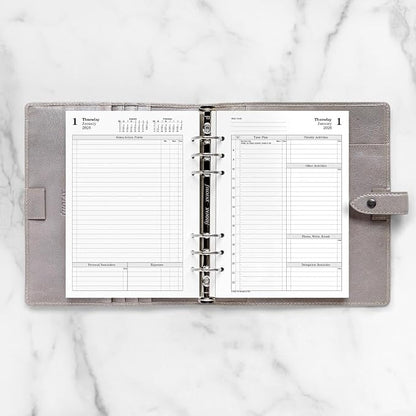Filofax Calendar Diary Refill, A5 Size, One Day on Two Pages with Appointments, Time Management, White Paper, English, 2026 (CTM7031-26)