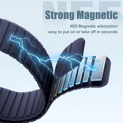 Magnetic Sport Silicone for Apple Watch Ultra 3 2 Band 49mm 46 45 44mm Men | Upgraded Magnet,Two-Tone Design,Waterproof,Soft Loop Strap for iWatch Ultra 3/2 Series 11 10 9 8 7 6 5 4 SE 46mm 45mm 44 49