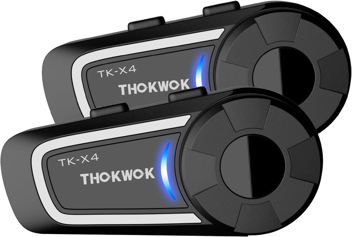 TK-X4 Motorcycle Bluetooth Headset, 6 Riders 2000m Helmet Group Intercom with Bluetooth 5.1/Music Share/Top-Tier Noise Reduction/HiFi Stereo Sound,Universal Communication System Headphones(2 Pack)