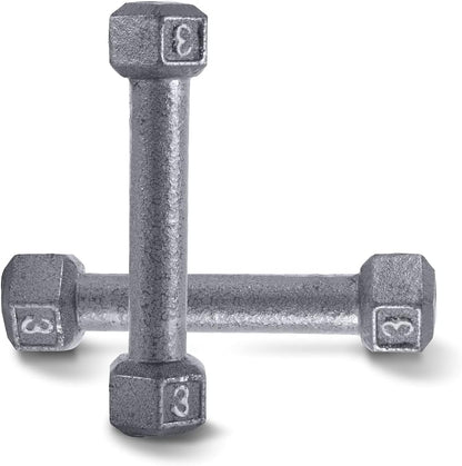 WF Athletic Supply Cast Iron Solid Hexagon Gray/Black Dumbbells, Strength Training Free Weights Set of 2 for Women and Men, Hand Weights Sold by Pairs, Multi-Select Size Options Available