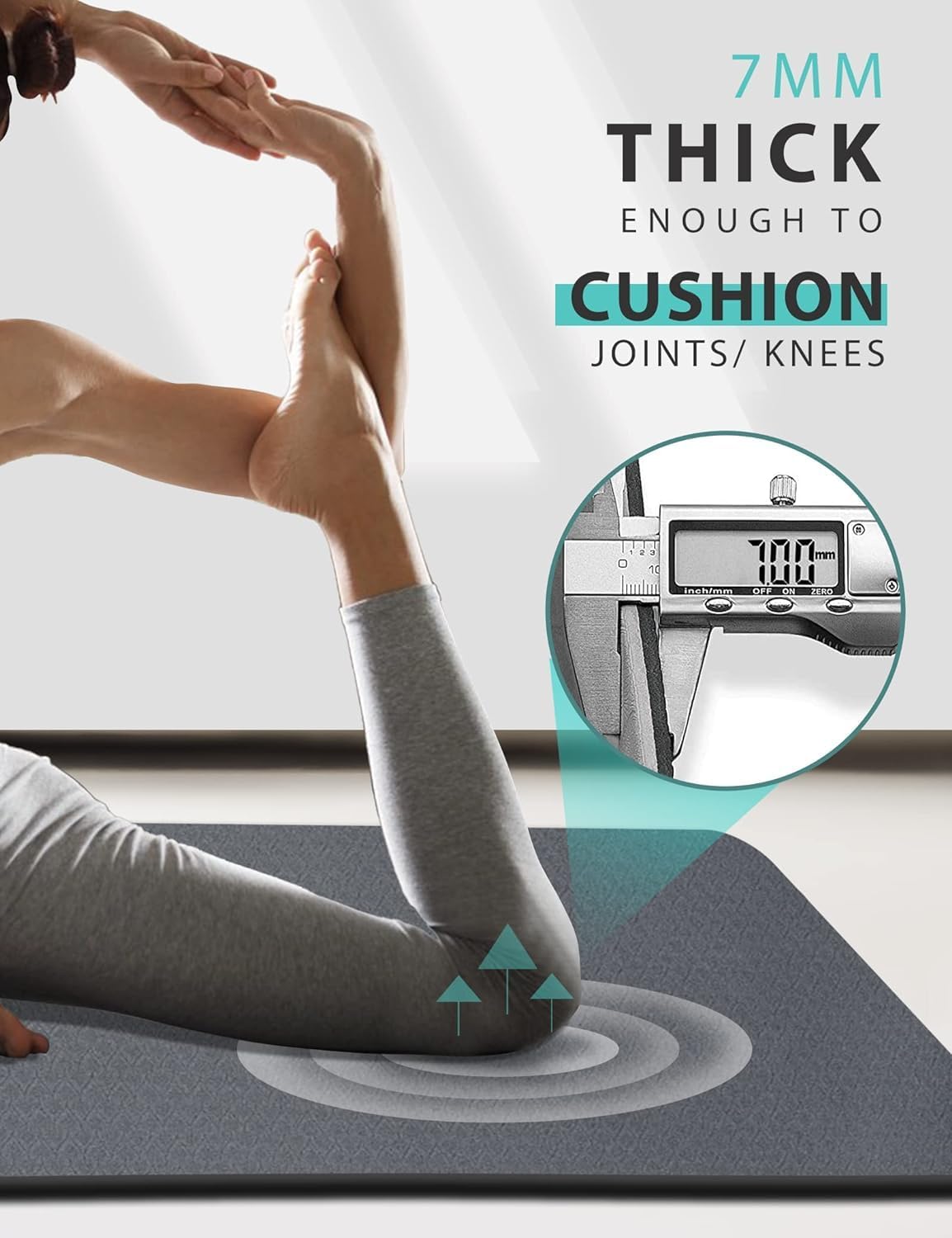 Yoga Mat Double-Sided Non Slip, 72'' x 32'' x 7mm - Extra Wide & Thick Yoga Mat for Women Men Kids, Professional TPE Yoga Mats for Home Workout, Yoga, Pilates and Floor Exercise, with Carrier Strap