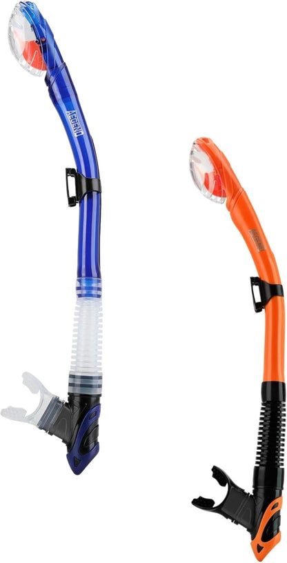 Aegend Dry Snorkel, Dive Mask Easy-Breath Free Diving Snorkel for Snorkeling Scuba Diving Freediving Swimming, with Top Dry Valve and Food-Grade Silicone Mouthpiece