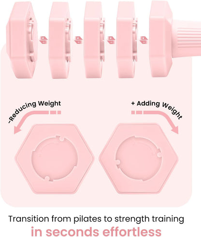 Adjustable Dumbbells Set, 4 in 1 Hand Weights Set for Women Men 10 LB/ 12 LB Dumbbell Pair Each 2lbs 3lbs 4lbs 5lbs Weights Dumbbells Set with TPU Soft Rubber Handle for Home Gym Exercise Fitness