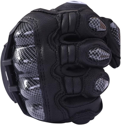 Harssidanzar Breathable Leather Motorcycle Gloves Touchscreen for Men Women KM046
