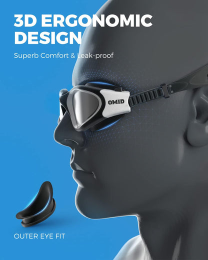 OMID Swim Goggles, P2 Polarized Swimming Goggles for Men Anti-fog Goggles Swimming for Adult Women