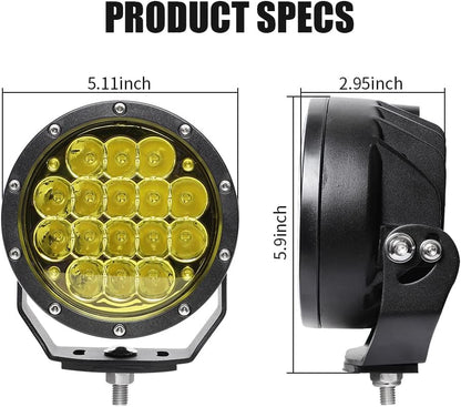 EXZEIT 5 Inch Amber LED Driving Lights - Round, 160W 11200 Lumens Waterproof Fog Lights for Jeep Wrangler, Trucks, Toyota Pickup, GMC SUV