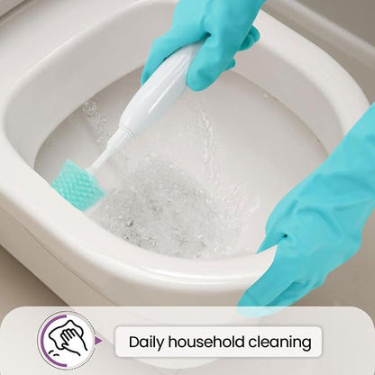 Elgood Reusable Dishwashing Cleaning Gloves with Latex free, Cotton lining,Kitchen Gloves 2 Pairs,Purple+blue Medium