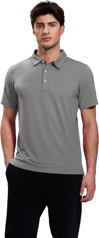 MIER Polo Shirts for Men Short Sleeve Dry Fit Performance Golf Tennis Active Collared Shirts, UPF 50+ Sun Protection