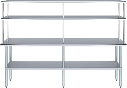 Amgood Stainless Steel Work Table Double Tier Overshelf | Metal Kitchen Prep Table & Shelving Combo | NSF (14" x 96" Work Table + 12" Overshelf)