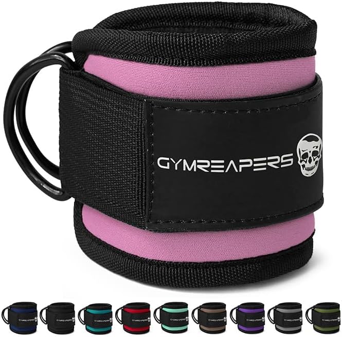 Gymreapers Ankle Straps For Cable Machine Kickbacks, Glute Workouts, Lower Body Exercises - Adjustable Leg Straps with Neoprene Padding