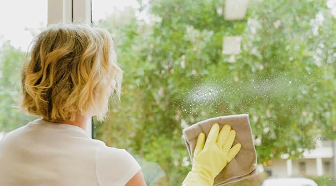 Household Gloves Latex Free Cleaning Grey and Yellow Gloves with Soft Lining Long Cuff 15" & Grip (2 Pair), Medium