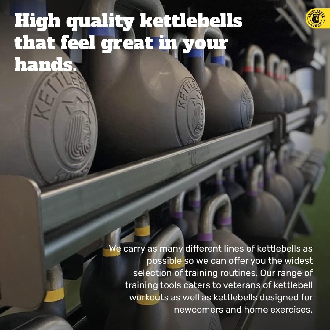 Kettlebell Kings Powder Coated Kettlebell Weights - 9-97 lb Strength Training Kettlebells for Men and Women - Hand Weights Workout Gym Equipment - Weights Set for Home Gym- New