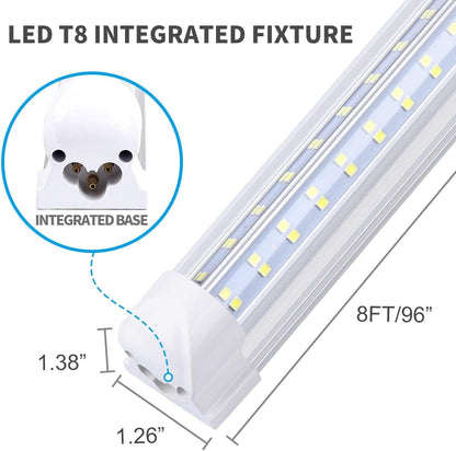 T8 LED Light Tube, 4FT 60W, 6500Lm, 6500K Cool White Clear Cover, 4FT Tube Light,Linkable Integrated Fixture,T8 LED Shop Light for Garage,Warehouse,25PCS