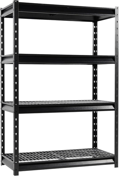 The Atlas 48" W Heavy Duty Garage Shelving Unit Load 12000 Lbs, Metal Shelves for Storage, Adjustable All Steel Industrial Rack, 48" W x 24" D x 72" H, Black