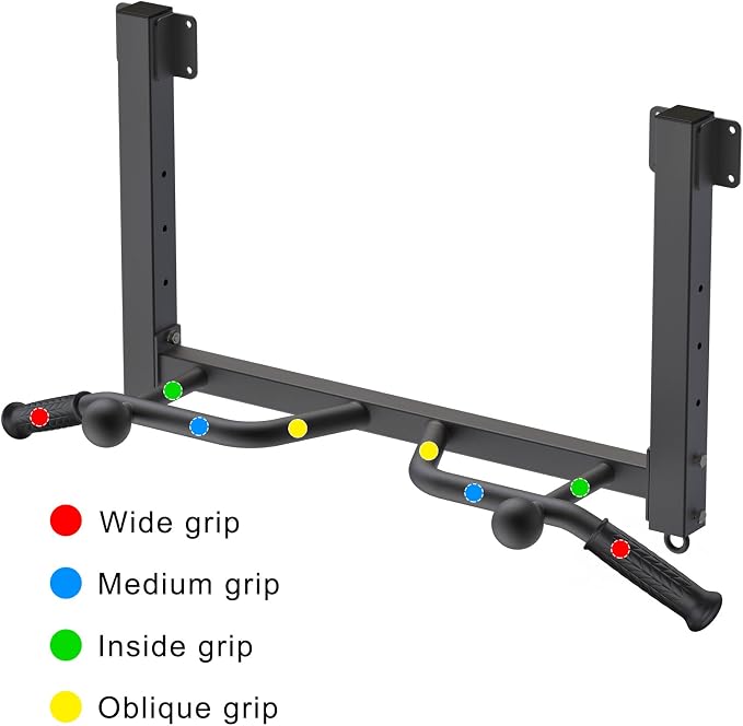 Kipika 32" Ceiling Mounted Pull Up Bar - Heavy Duty, Highly Adjustable, Multifunctional Chin Up Bar - Home Gym System with Punching Bag Hanger and Resistance Bands Training