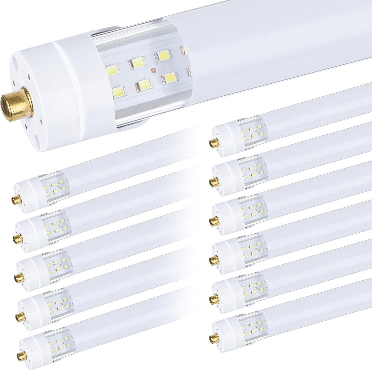 12-Pack, 8 Foot LED Bulbs, 100W 15000lm 6000K Cold White, Super Bright, T8 T10 T12 LED Tube Lights, FA8 Single Pin LED Lights, Frosted Cover, 8 Foot LED Bulbs to Replace Fluorescent Light Bulbs