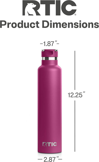 RTIC 26oz Journey Water Bottle, Ceramic Lined, Very Berry | Stainless Steel Metal, Insulated for Hot and Cold Drinks, Sports, Travel and Camping