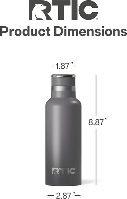 RTIC 16oz Journey Water Bottle, Ceramic Lined, Graphite | Stainless Steel Metal, Insulated for Hot and Cold Drinks, Sports, Travel and Camping