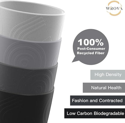 Wrova Wheat Straw Cups 8 PCS Good Alternative to Plastic Cups 12 oz Unbreakable Drinking Cup Reusable Dishwasher Safe Water Plastic Glasses Kids Tumbler with 4 Colors