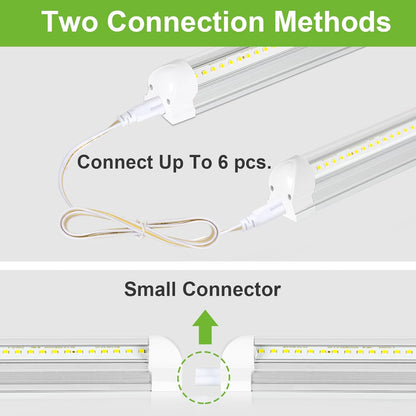 hykolity 30W 2FT LED Shop Light, 3500lm 6500K Super Bright White, Linkable Ceiling Light Fixture, V Shape Integrated T8 LED Tube Light with Built-in ON/Off Switch for Workbench, Cabinet, ETL, 4 Pack