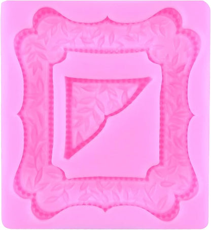 Mujiang Photo Frame Silicone Molds Vintage Picture Frames Fondant Mold Mirror Frame Candy Molds For Cake Decorating Cupcake Topper Polymer Clay Chocolate Gum Paste Set Of 4