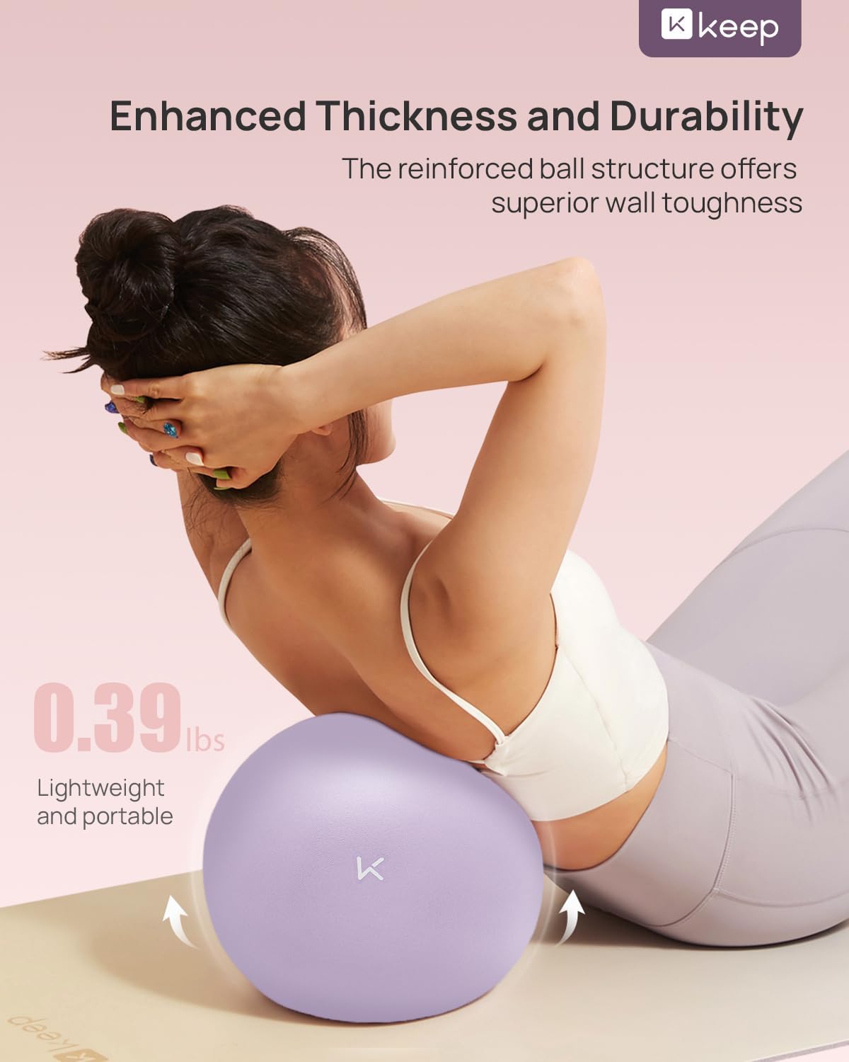 KEEP Pilates Small Exercise Ball Anti-Burst - Thickened Yoga Ball With Pump for Physical Therapy, Fitness, Workout, and Core Strength